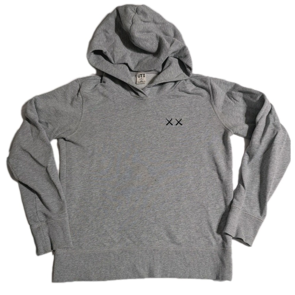 KAWS x Sesame‎ Street Uniqlo Hoodie XS Gray XX Logo Graphic Back Sweatshirt